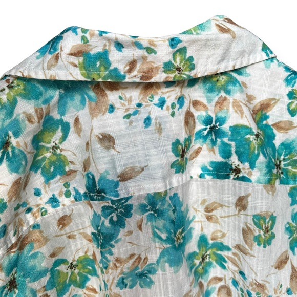 Karen Scott Light-Weight 3/4 Adjustable Sleeve Button Down Blouse Floral Print - Picture 9 of 13
